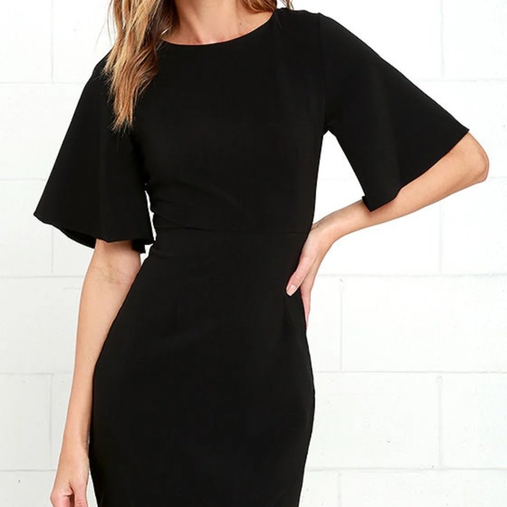 Business Lunch Black Midi Dress